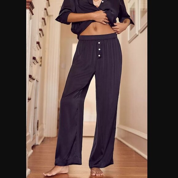 New XL By Anthropologie black silky pajama pants
